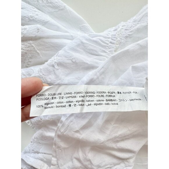 Girls' ZARA White Cotton Poplin Embroidered Eyelet Tiered Maxi Dress, Size 11-12 - Picture 13 of 14